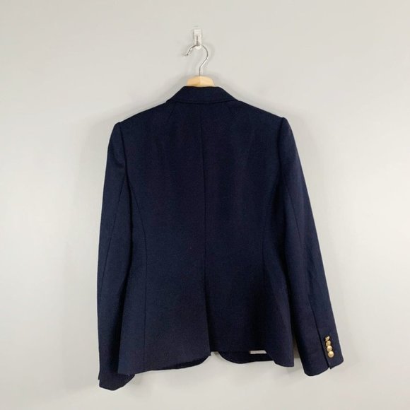 J. Crew Women's Schoolboy Blazer Jacket Navy Blue Wool Stretch Gold 2 Button 6 - Picture 8 of 11